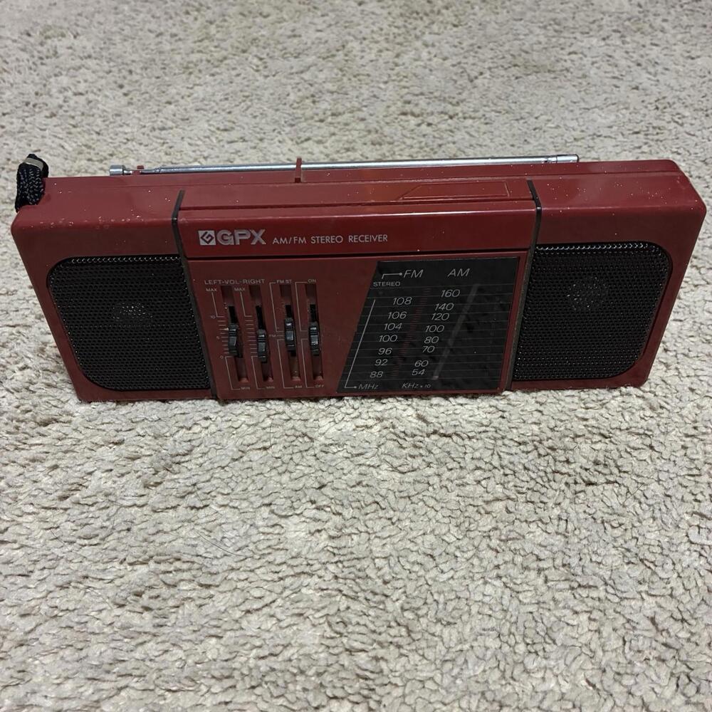 GPX AM/FM Stereo 1980 Radio Red Portable BOOMBOX Receiver Model A270 Vtg Tested